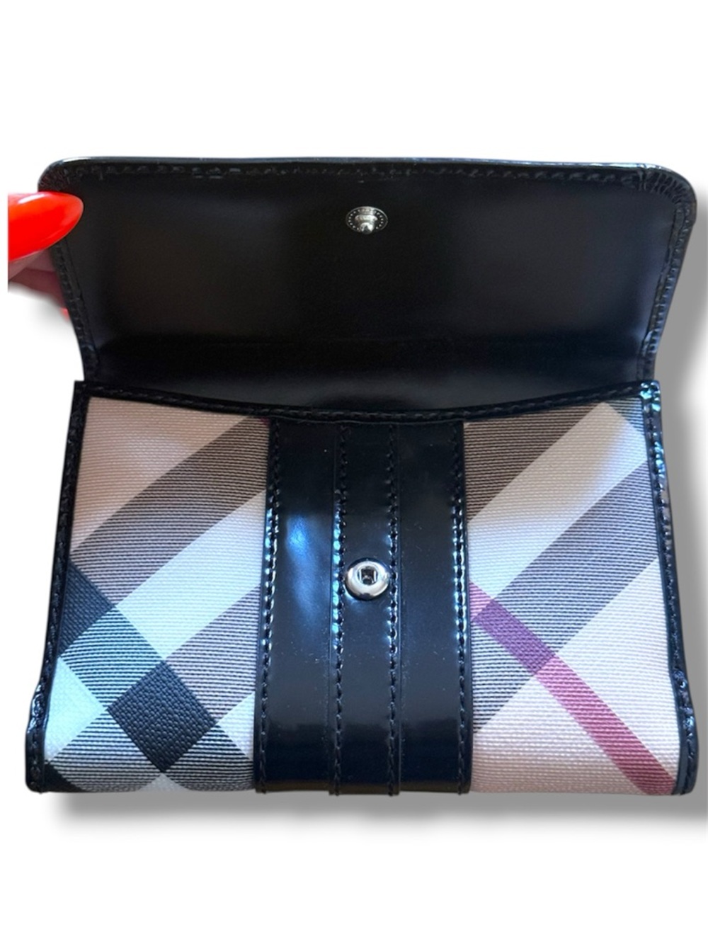 Burberry Black Patent Trim Check Continental Wallet - Brand New With Tags - Picture 3 of 6